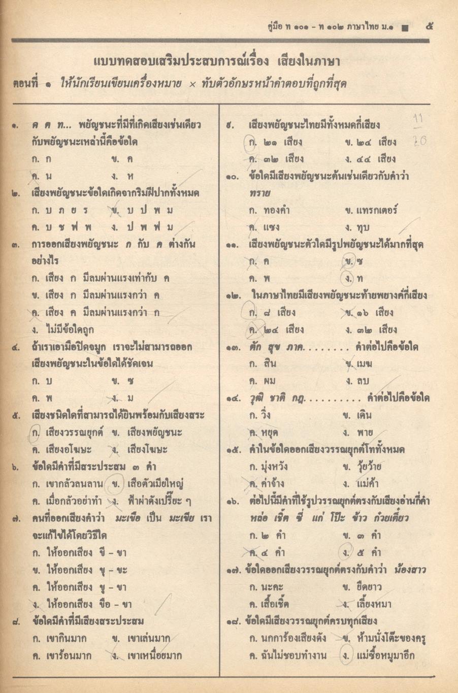 คู่มือภาษาไทย ท ๑๐๑ ท ๑๐๒ ชั้นมัธยมศึกษาปีที่ ๑