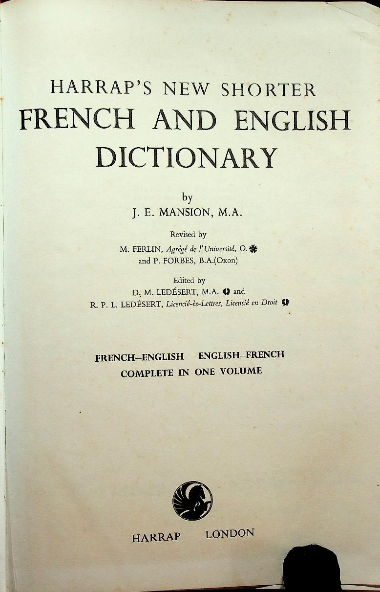 FRENCH AND ENGLISH DICTIONARY
