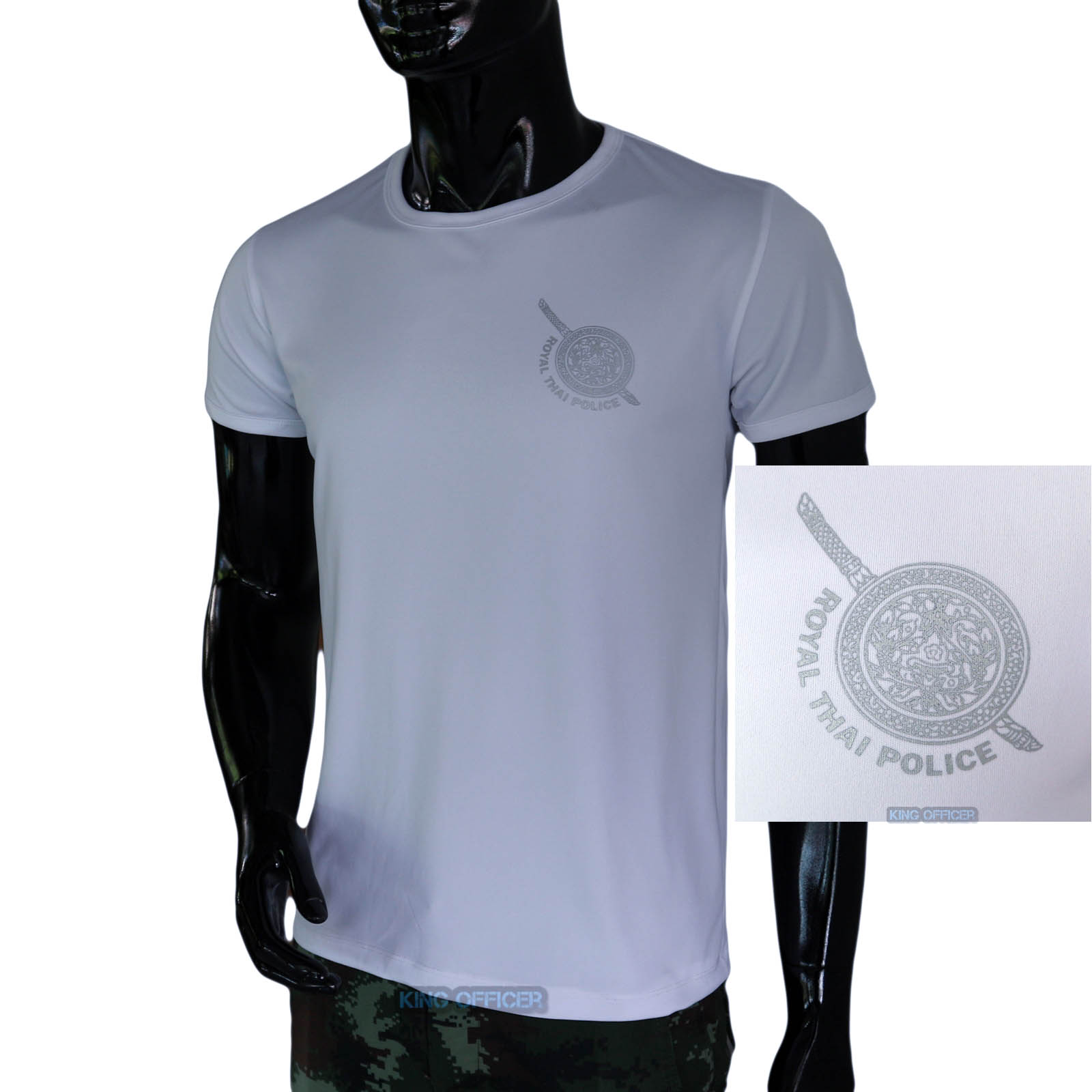 เสื้อยืดตำรวจ Police สีขาว คอกลม (มีชำระปลายทาง)
