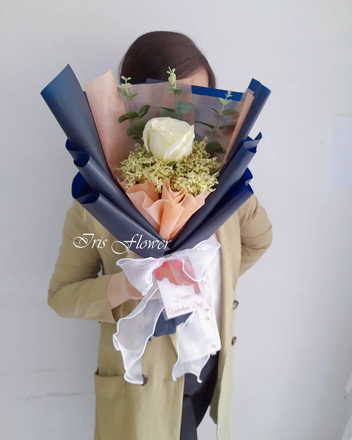 ช่อดอกกุหลาบ 1 ดอก (น้ำเงินเข้ม)