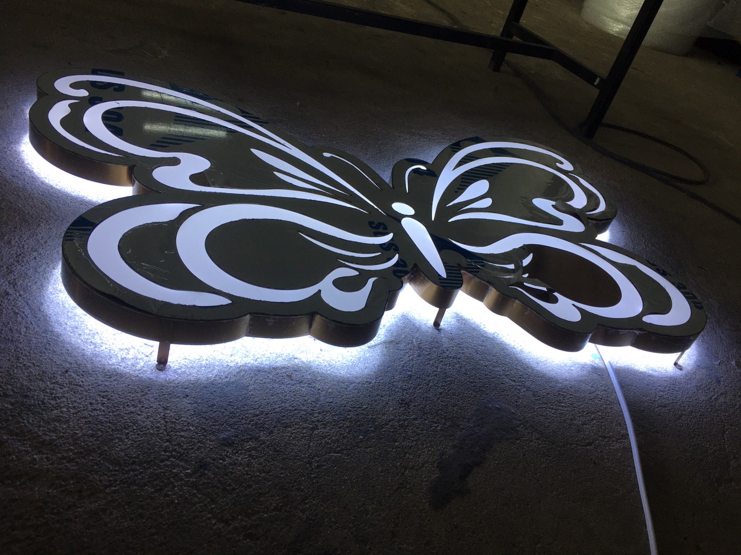 ป้ายสแตนเลสไฟออกหลัง งานผีเสื้อ THE YOUNG Skin&Plastic surgery center