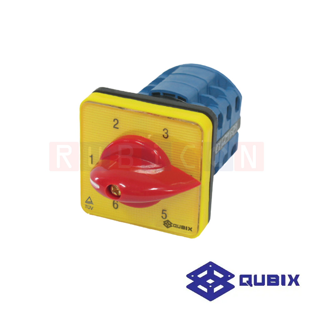 QUBIX SA16-6-3/61052-B03 สวิตช์มัลติสเต็ปแบบไม่มีตำแหน่งปิด 1P 16A 3kW / 5.5kW ขนาด 48×48มม. (MULTI-STEP SWITCHES WITHOUT "OFF" 1 POLE)