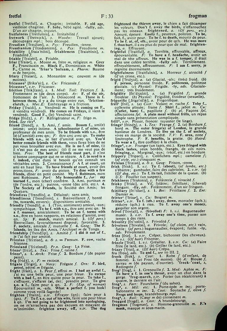 FRENCH AND ENGLISH DICTIONARY