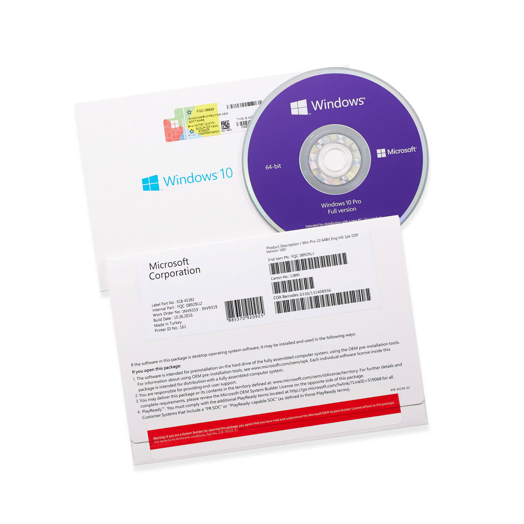 Windows 10 แท้ Home (OEM) 64BIT แบบ DVD KW9-00139