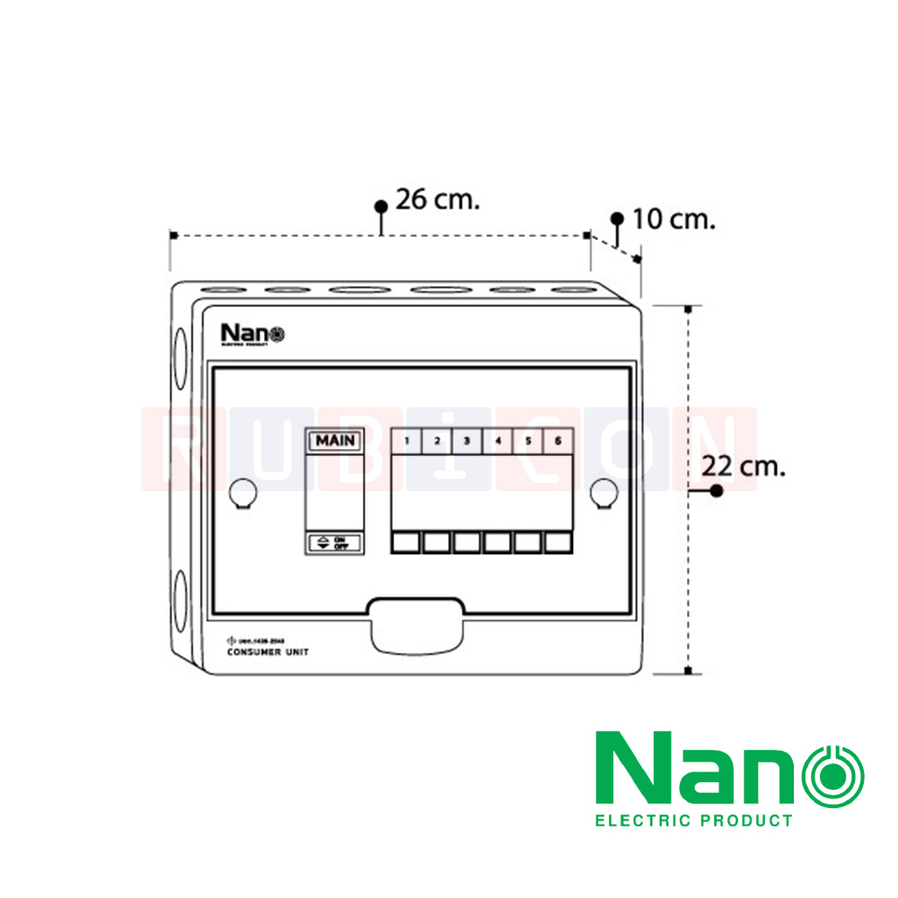 Nano Electric® CU-06 ตู้คอนซูเมอร์ยูนิต SHIHLIN/NANO เมน+6ช่อง ( ตู้เปล่า) ( 1 ชิ้น/กล่อง )