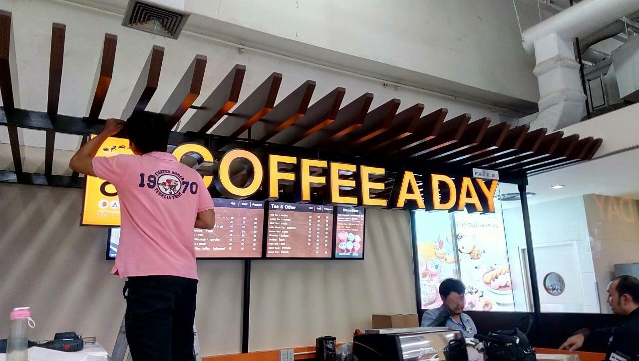 ป้ายตัวอักษรไฟออกหน้า งานCOFFEE A DAY