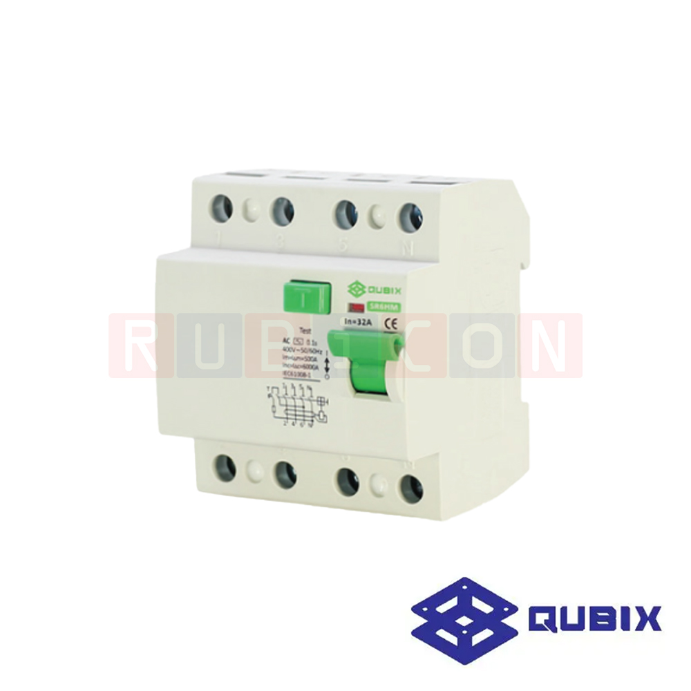 QUBIX SR6HM-440-30 30mA 4 Pole 40A 6kA อุปกรณ์ป้องกันไฟดูด-ไฟรั่ว (RESIDUAL CURRENT DEVICE)