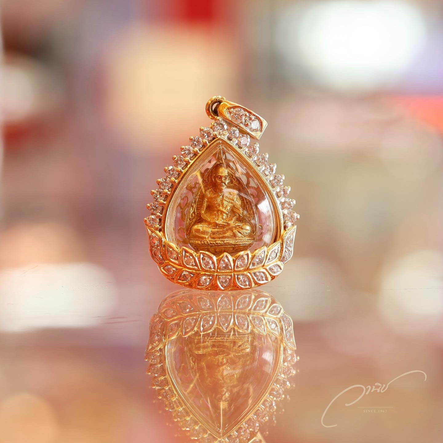 รับเลี่ยมพระ กรอบพระ ตลับทองฝังเพชรพลอย ร้านเลี่ยมพระอยุธยา