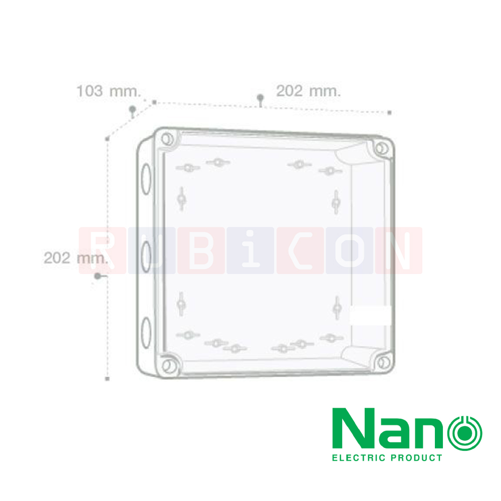 NANO-206CW กล่องพลาสติกกันน้ำฝาใส ขนาด 8x8x4" (202x202x103 mm.)