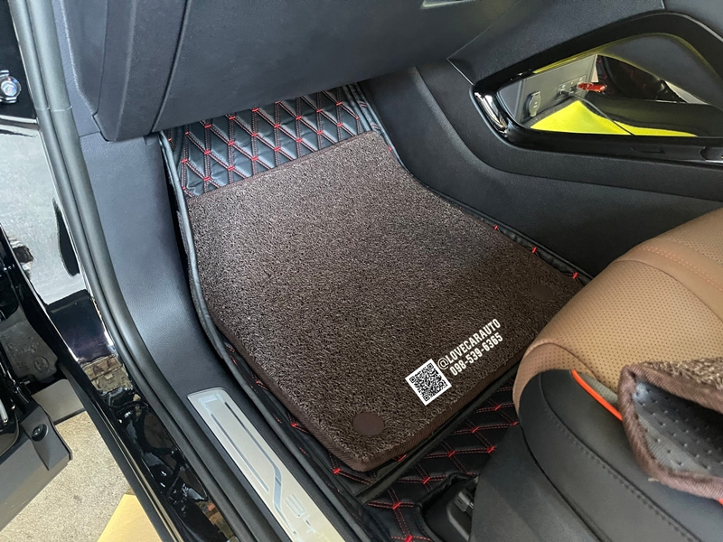 พรมปูพื้นรถยนต์ 7D BYD SEALION 6 2024 สีดำด้ายแดง