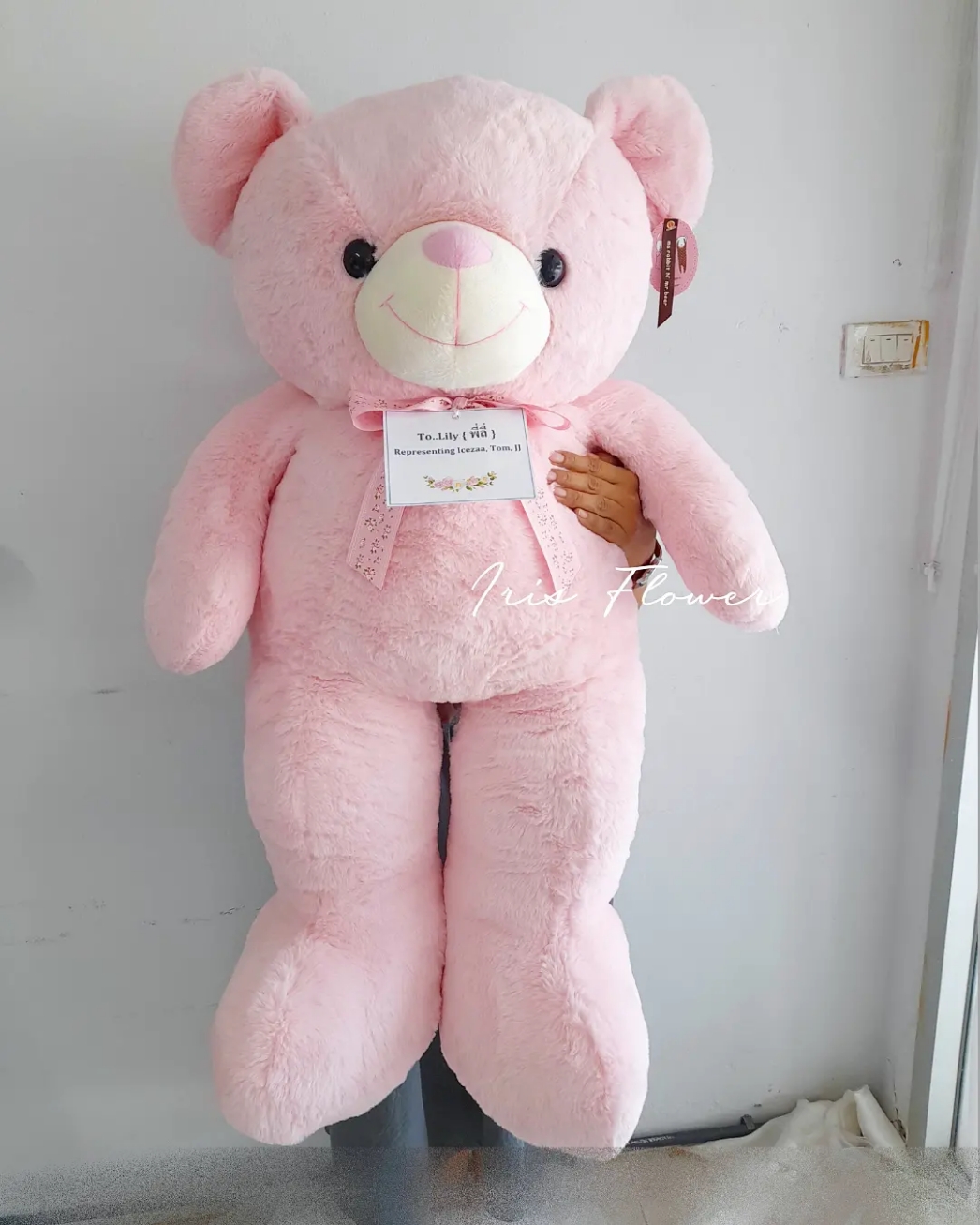 ตุ๊กตาหมีขนนุ่ม สีชมพูหวาน 90 cm.