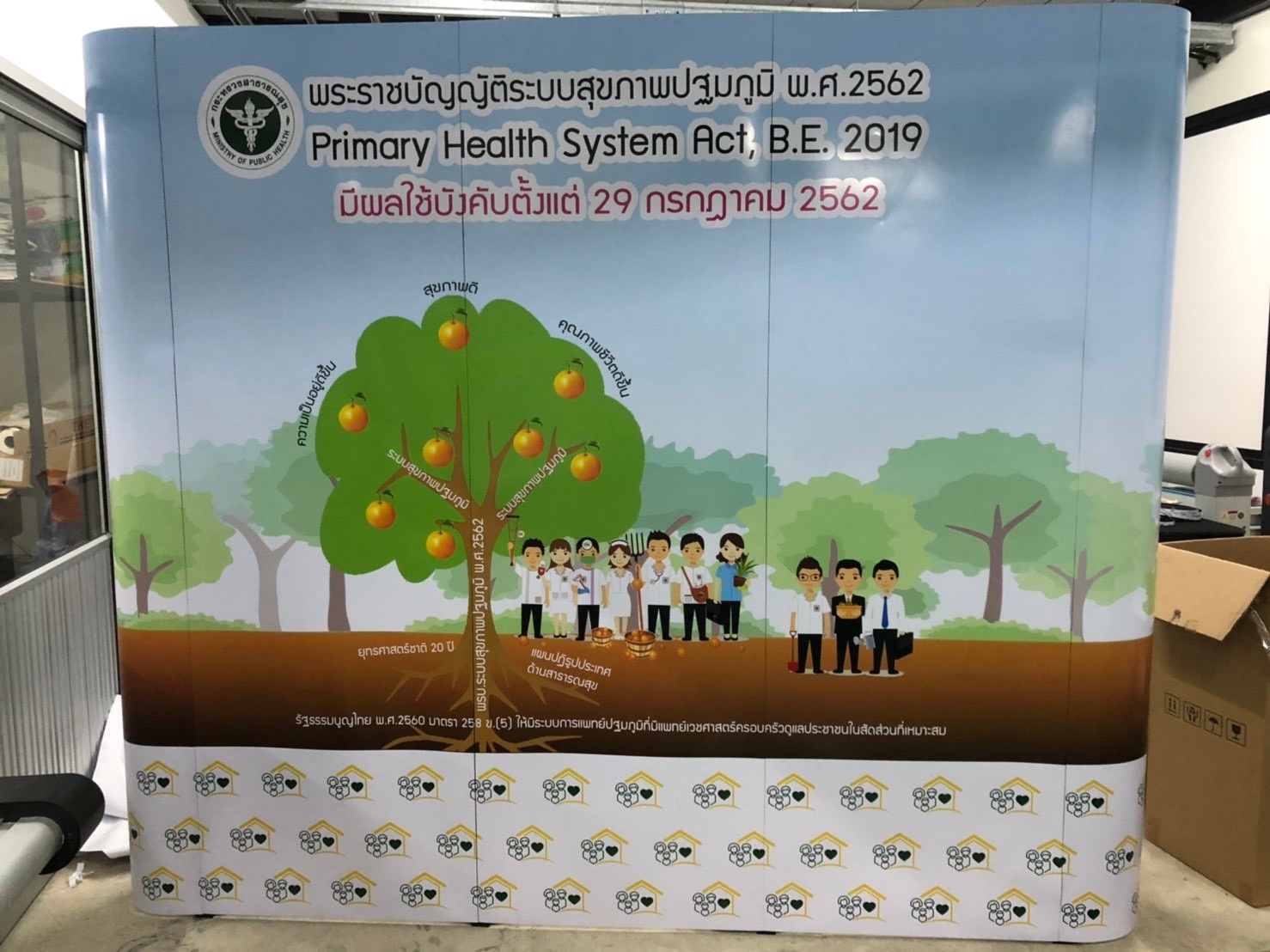 ป้ายBACKDROP นิทรรศการพร้อมพิมพ์ งานPRIMARY HEALTH SYSTEM ACT