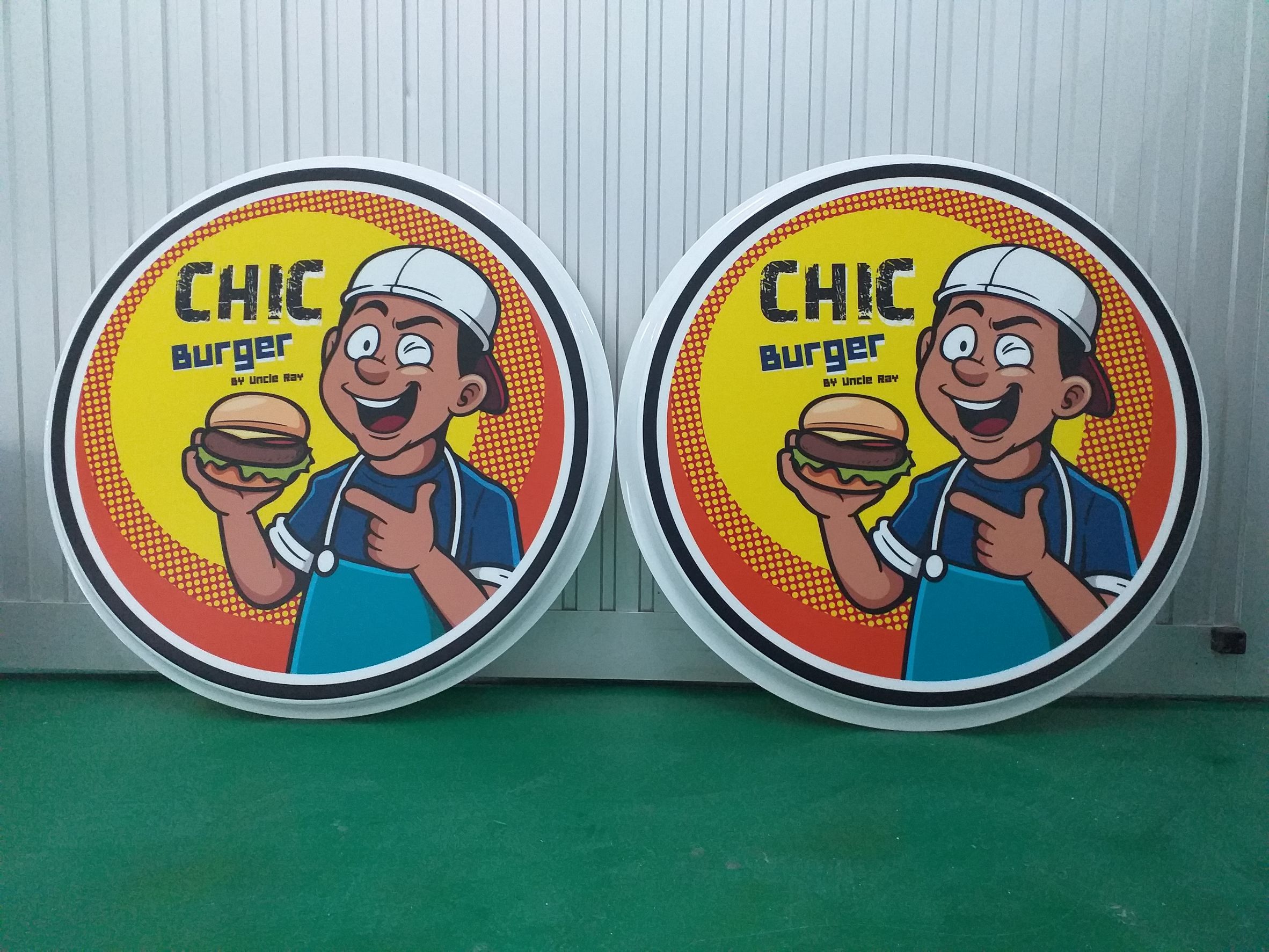 รับทำป้ายร้านอาหาร ป้ายอะคริลิค ป้ายร้านเบอร์เกอร์ งานร้านเบอร์เกอร์ CHIC BURGER