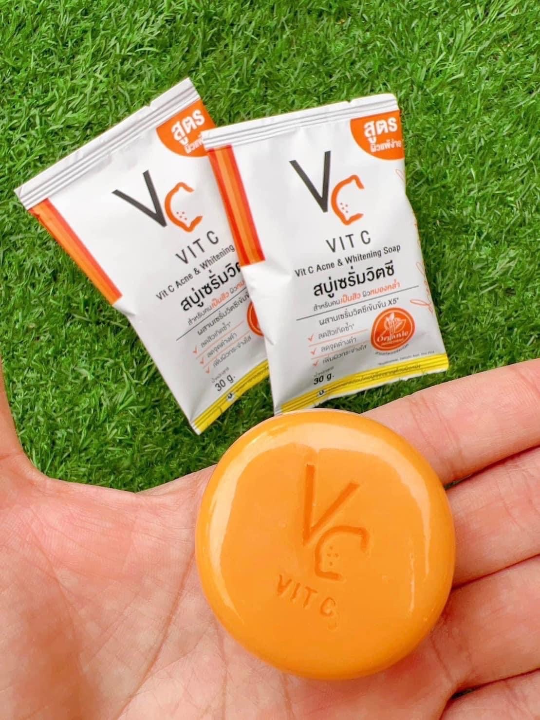 สบู่เซรั่มวิตซี น้องฉัตร VC Vit C Ance & Whitening Soap 30กรัม