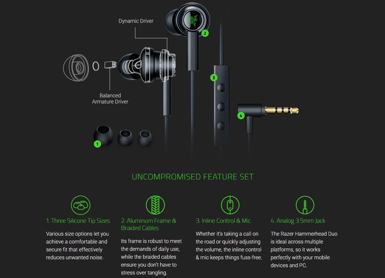 หูฟัง HEADPHONE RAZER รุ่น HAMMERHEAD DUO