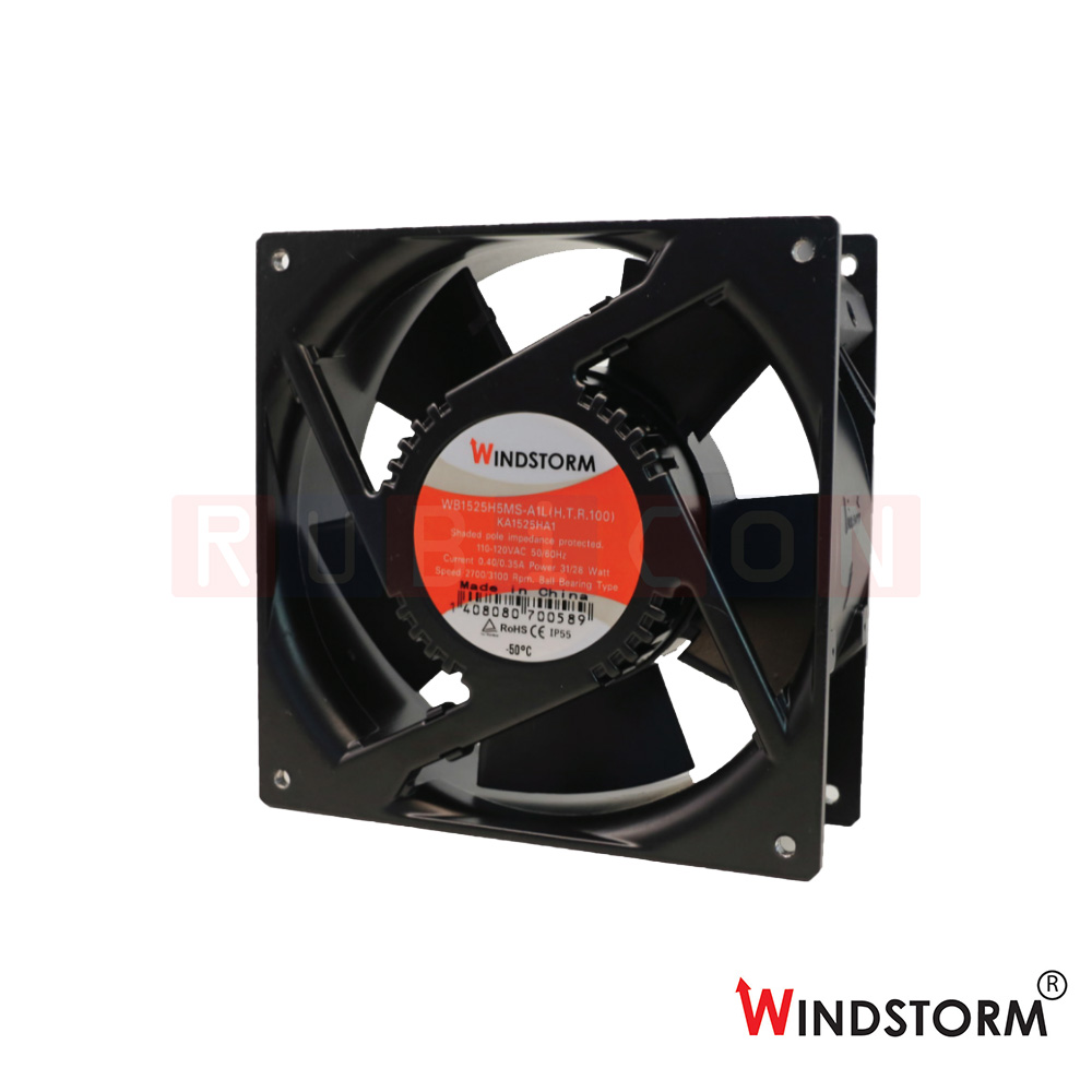 "WINDSTORM" WB1525H5MS-A1L-G พัดลมระบายอากาศ แบบลูกปืนกันน้ำ ทนร้อน 6" 110-120VAC