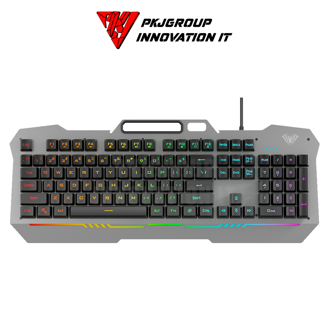 คีย์บอร์ดเกมมิ่ง Aula F3010 RGB เต็มคีย์บอร์ด มีแท่นวางโทรศัพท์ เป็นเคสโลหะ