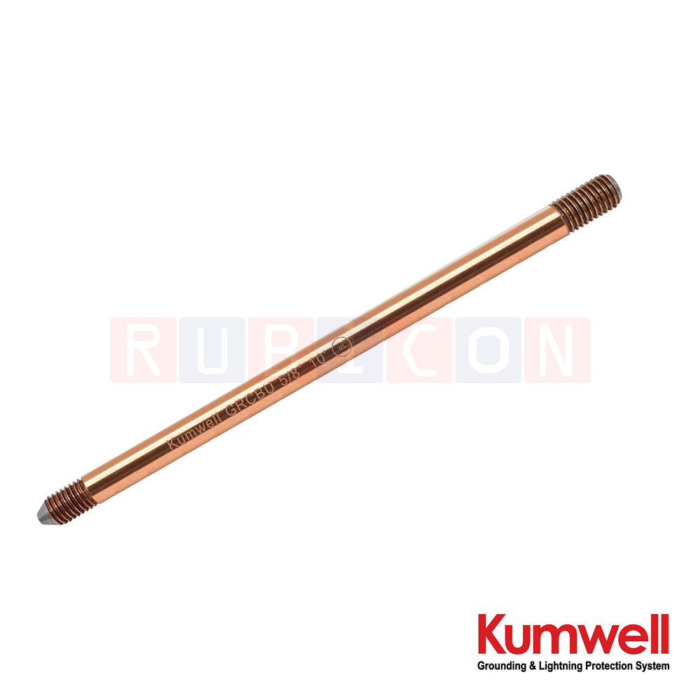 KUMWELL GRCBUT 125 แท่งกราวด์ทองแดง เกลียวหัวท้าย (Copper – Bonded Ground Rod Threaded Type ) ขนาด 1/2″ (12.7 mm) ความยาว 5 ฟุต