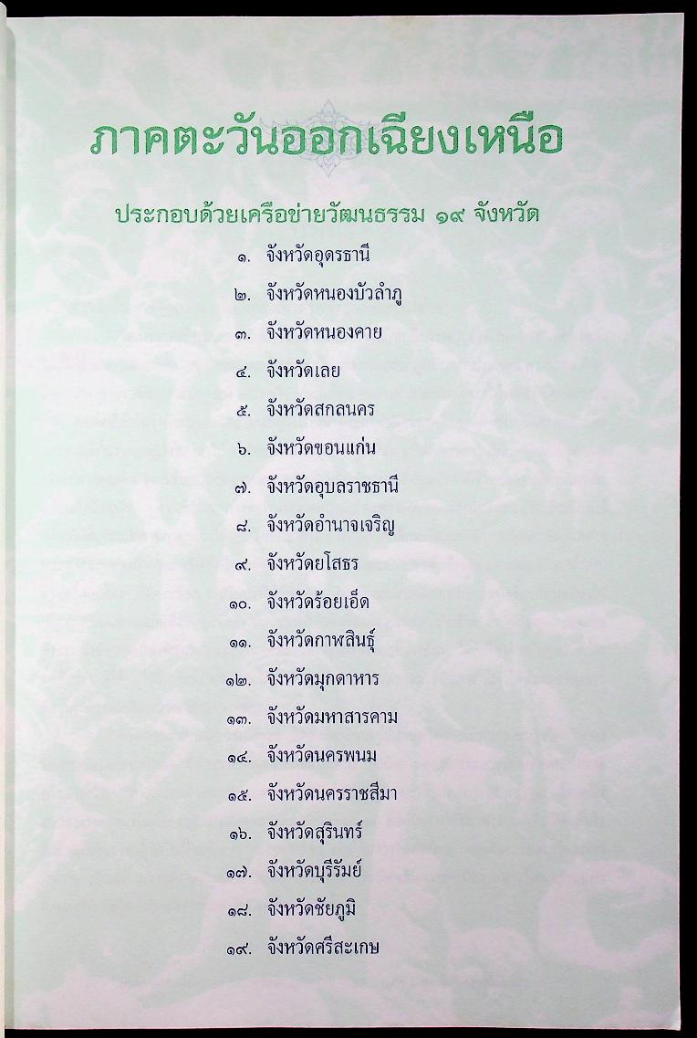 สรุปผลการดำเนินงานสภาวัฒนธรรมส่วนภูมิภาค ปี ๒๕๔๓-๒๕๔๔ ภาคตะวันออกเฉียงเหนือ
