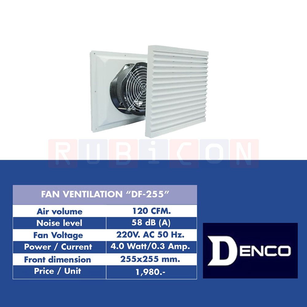 DENCO DF-255 Fan Ventilation พัดลมระบายความร้อนในตู้คอนโทรล ขนาด : 255x255 มม. (Fan Ventilation Model DF)