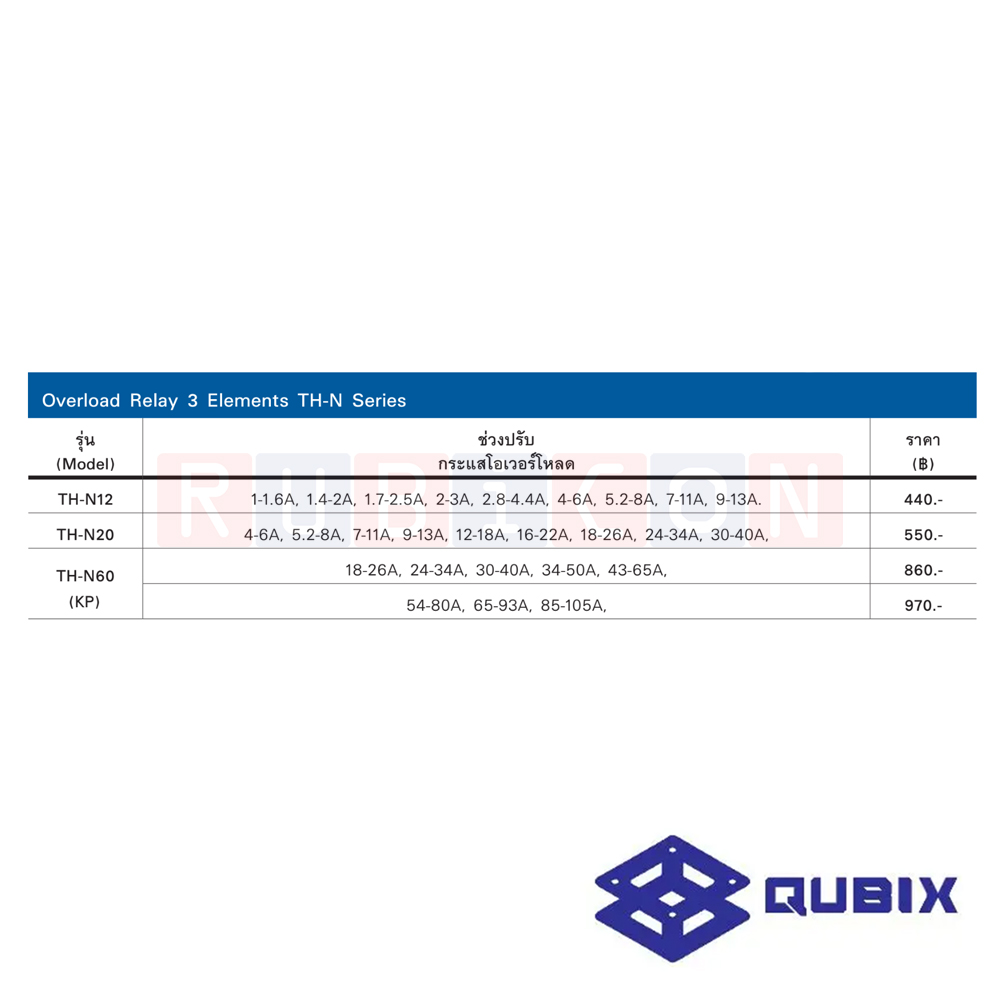 QUBIX TH-N20 (7-11A) โอเวอร์โหลด รีเลย์ 3 ELEMENTS TH-N SERIES (OVERLOAD RELAY 3 ELEMENTS TH-N SERIES)