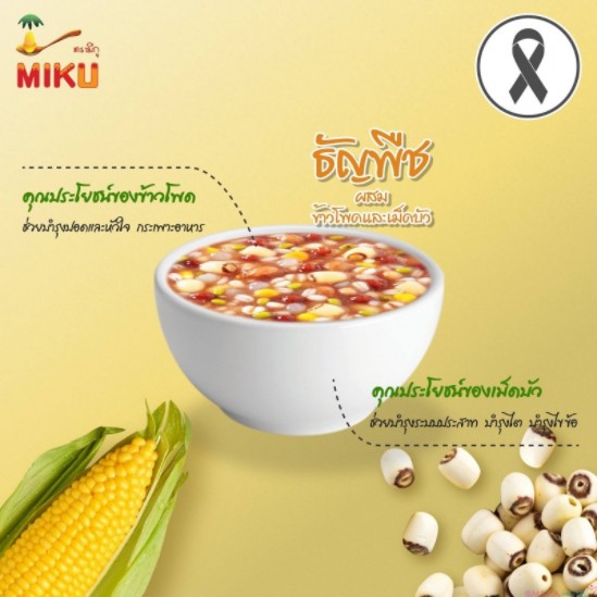 Miku (มิกุ) ธัญพืชกระป๋องพร้อมทาน รสข้าวโพดและเม็ดบัว