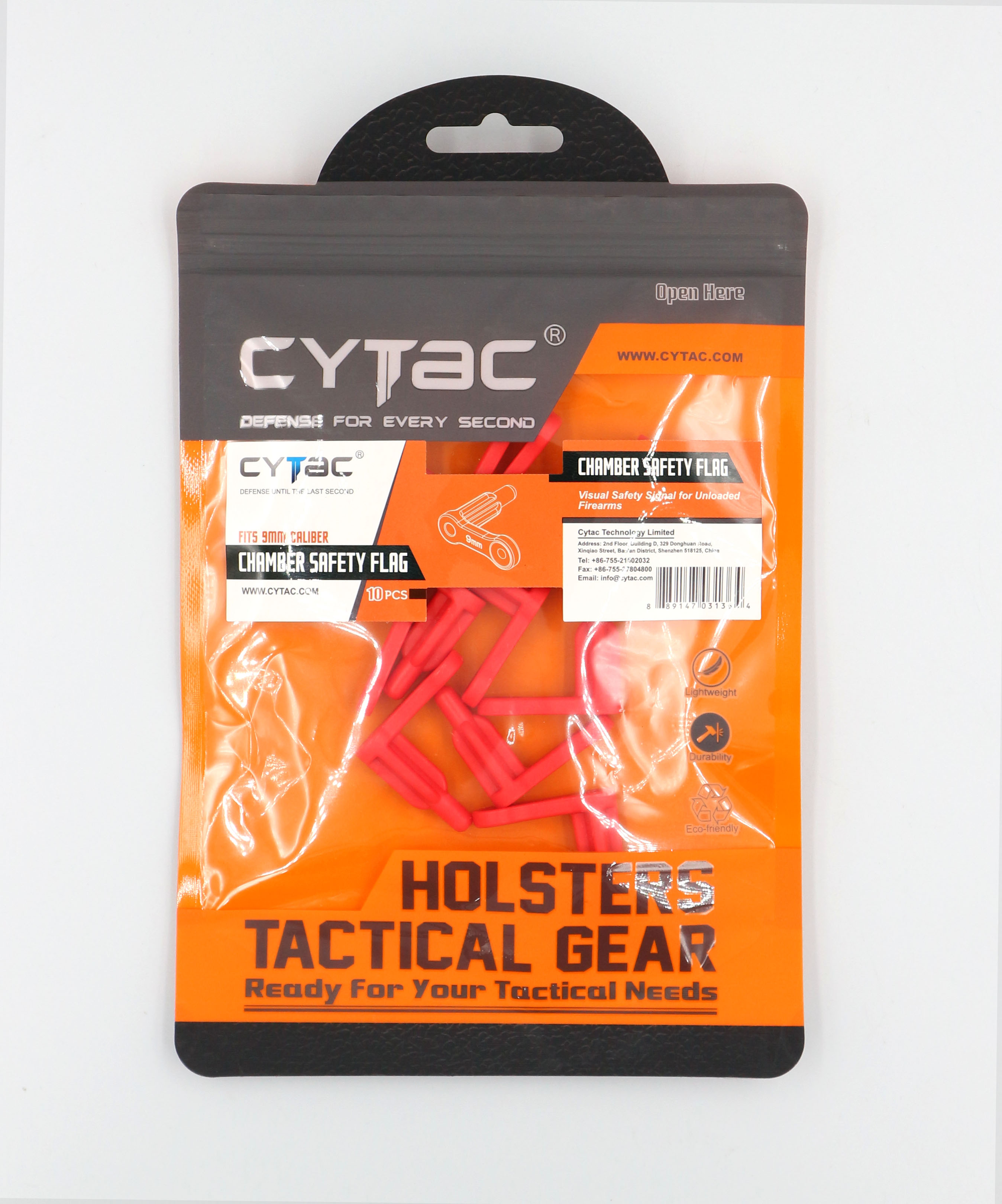 🇹🇭 628 ไทยแลนด์ แทคติคอล ตัวเซฟตี้รังเพลิง 9 mm. (10 ตัว / ชุด) ยี่ห้อ CYTAC Safety Chamber Flags 9 mm Thailand Tactical