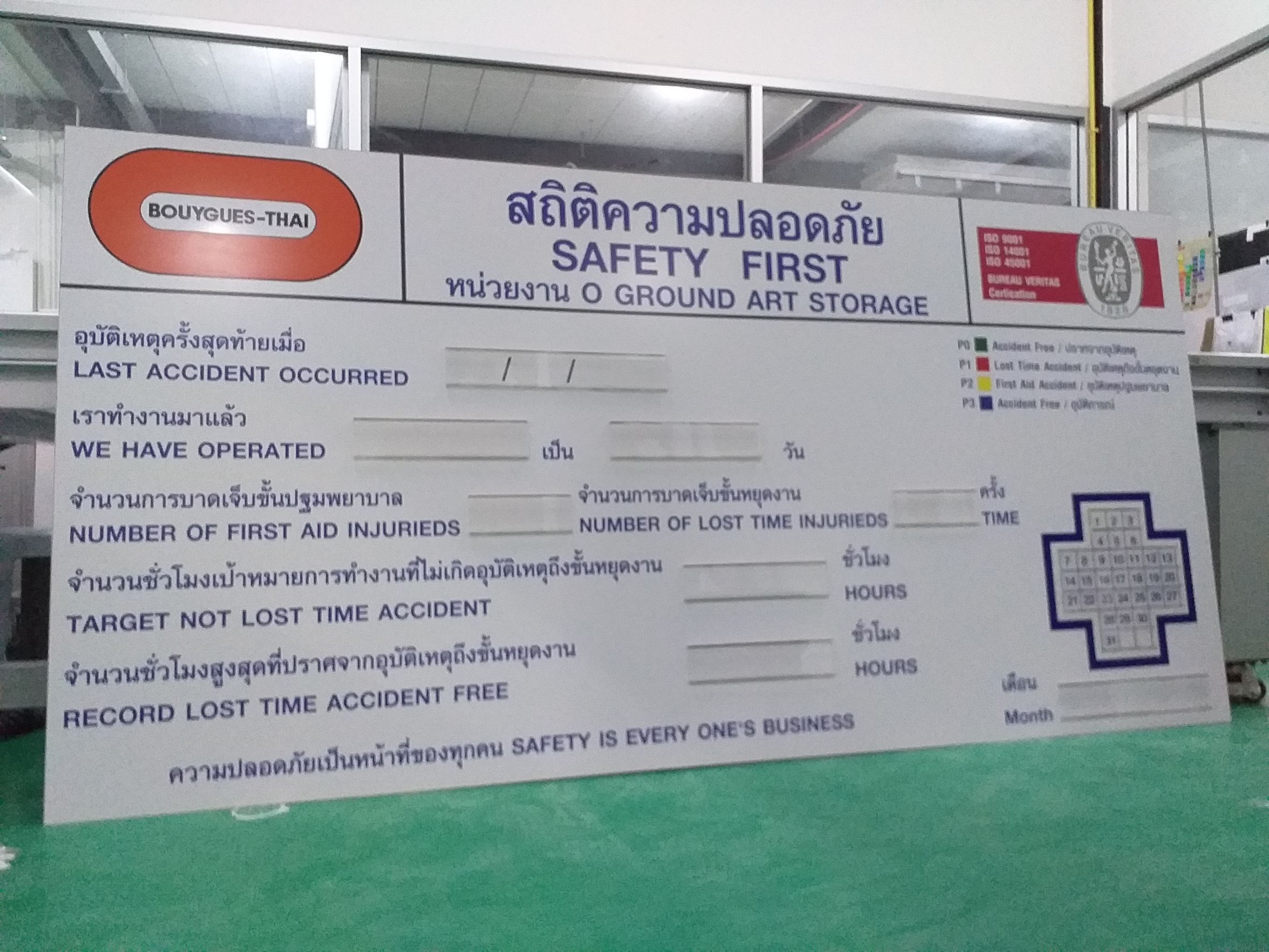 รับทำป้ายอะคริลิค ป้ายรางสอดอะคริลิค งานป้ายหน่วยงาน สถิติความปลอดภัย Safety First
