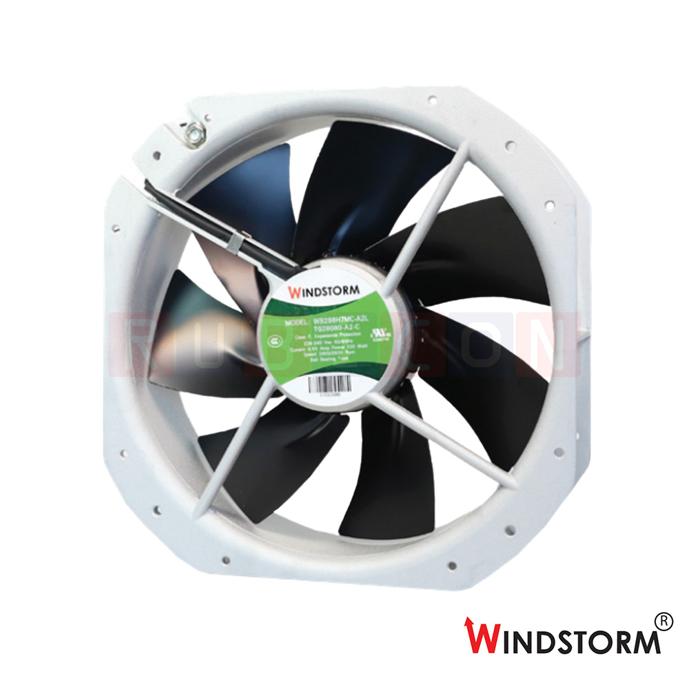 "WINDSTORM" WB288H7MC-A2L-G พัดลมระบายอากาศ แบบลูกปืน 10" ใบพัดเหล็ก 200-240VAC