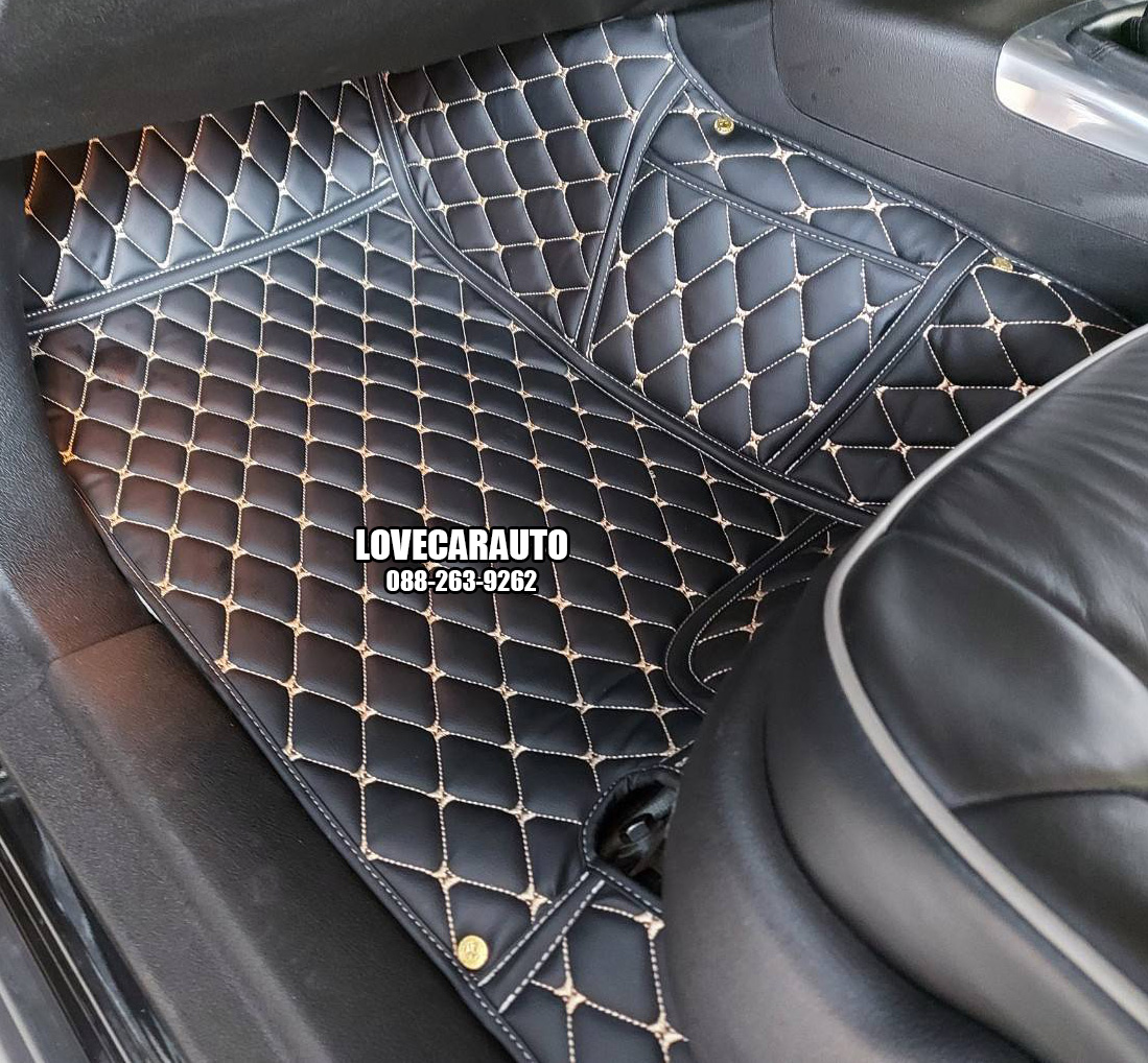 พรมปูพื้นรถยนต์ 6D Hummer H3 สีดำด้ายทอง