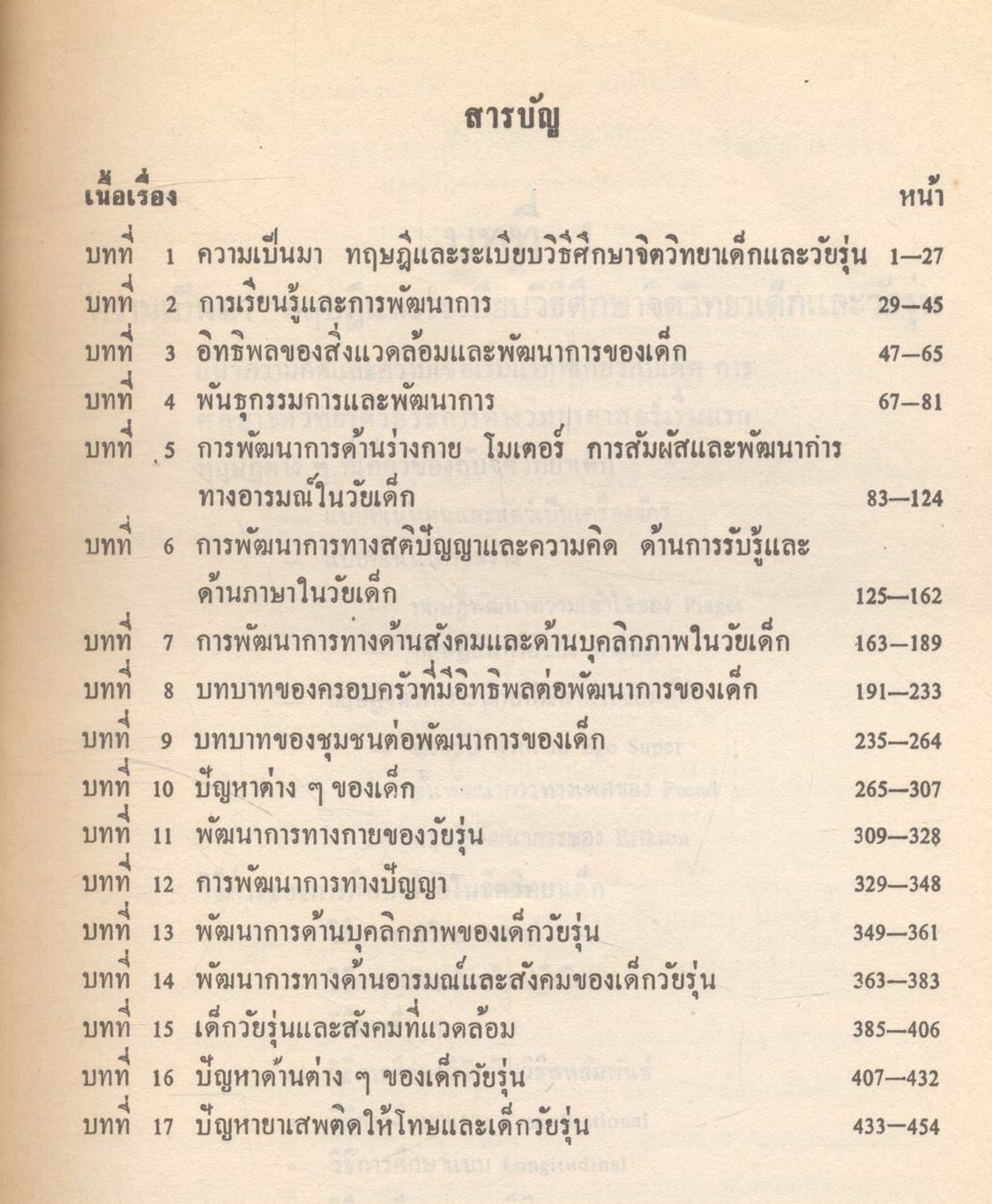 จิตวิทยา เด็กและวัยรุ่น PSYCHOLOGY OF CHILDHOOD AND ADOLESCENCE