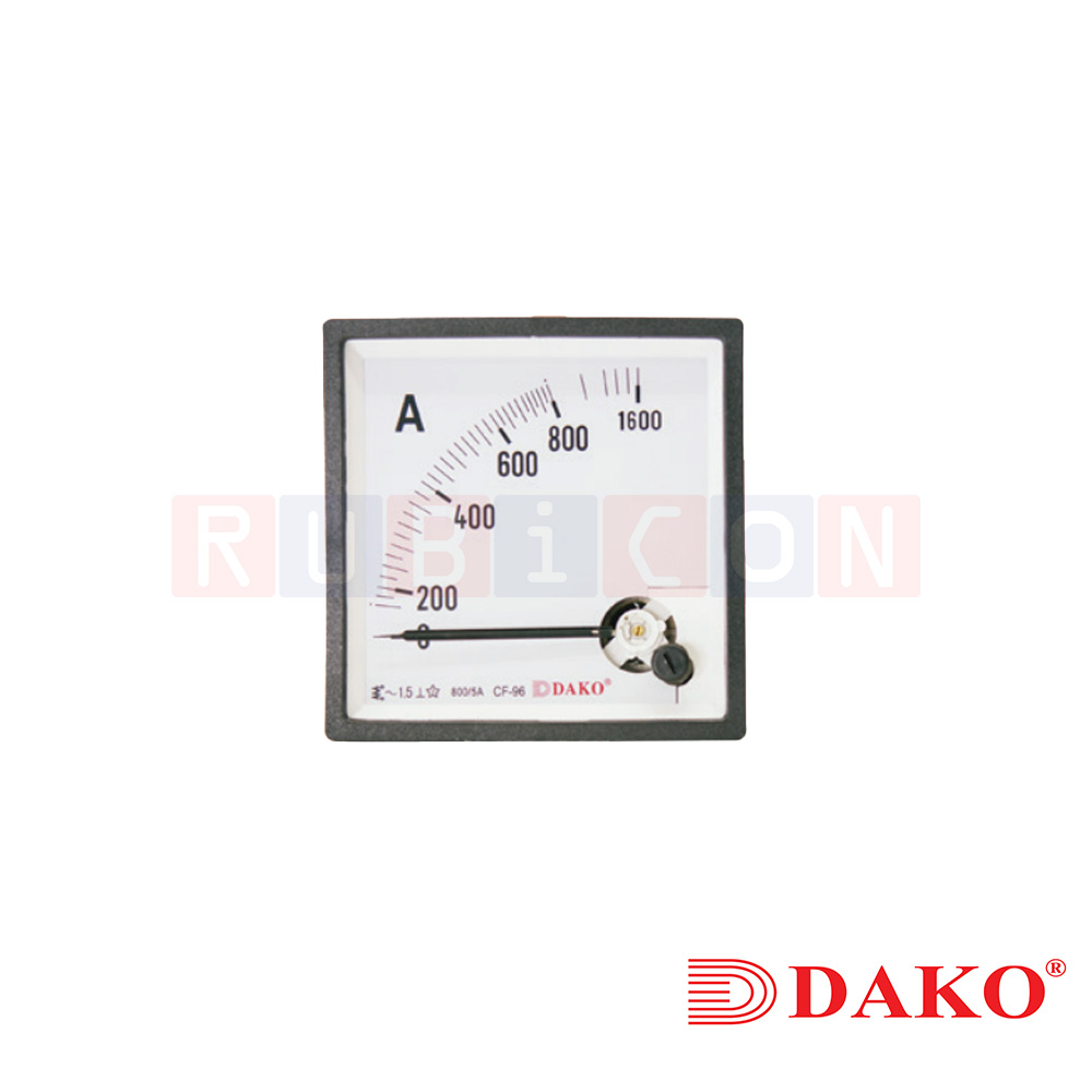 "DAKO" CF-96A AMP METER USE WITH C/T แอมป์มิเตอร์ชนิดผ่านซีที SIZE 96 mm. x 96 mm. CLASS 1.5 ANALOG PANEL METERS