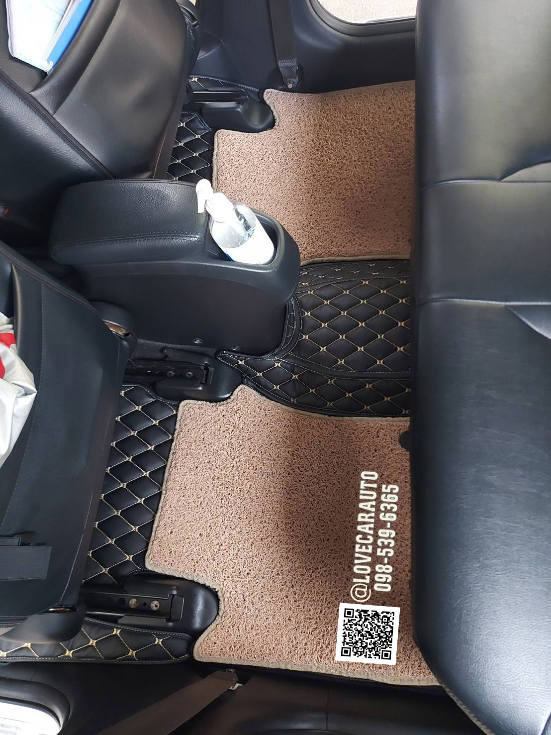 พรมปูพื้นรถยนต์ 7D Honda City 2013 สีครีม + พรมไวนิลครีม