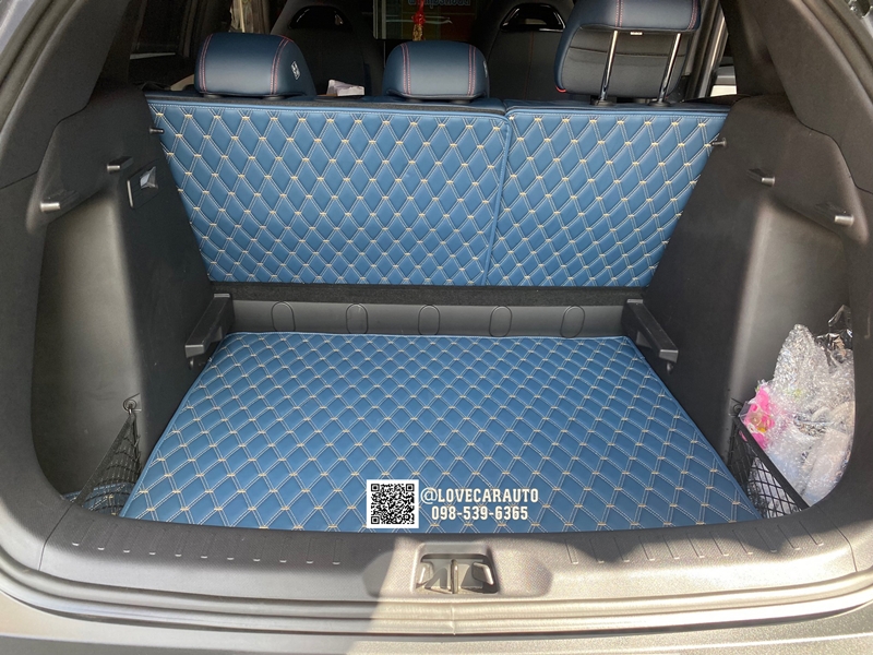 พรมปูพื้นรถยนต์ BYD Atto3 2023 vvipด้ายคู่สีน้ำเงินด้ายทอง