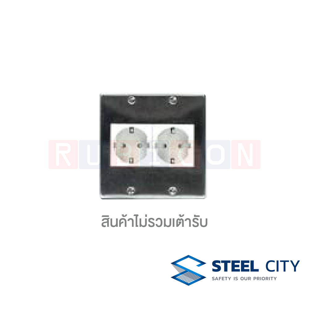 STEEL CITY FYD1121 ฝาปิดสแตนเลสสำหรับเต้ารับเยอรมัน 2 ที่ ( STRAINLESS COVER PLAT FOR GERMAN RECEPTACLE )