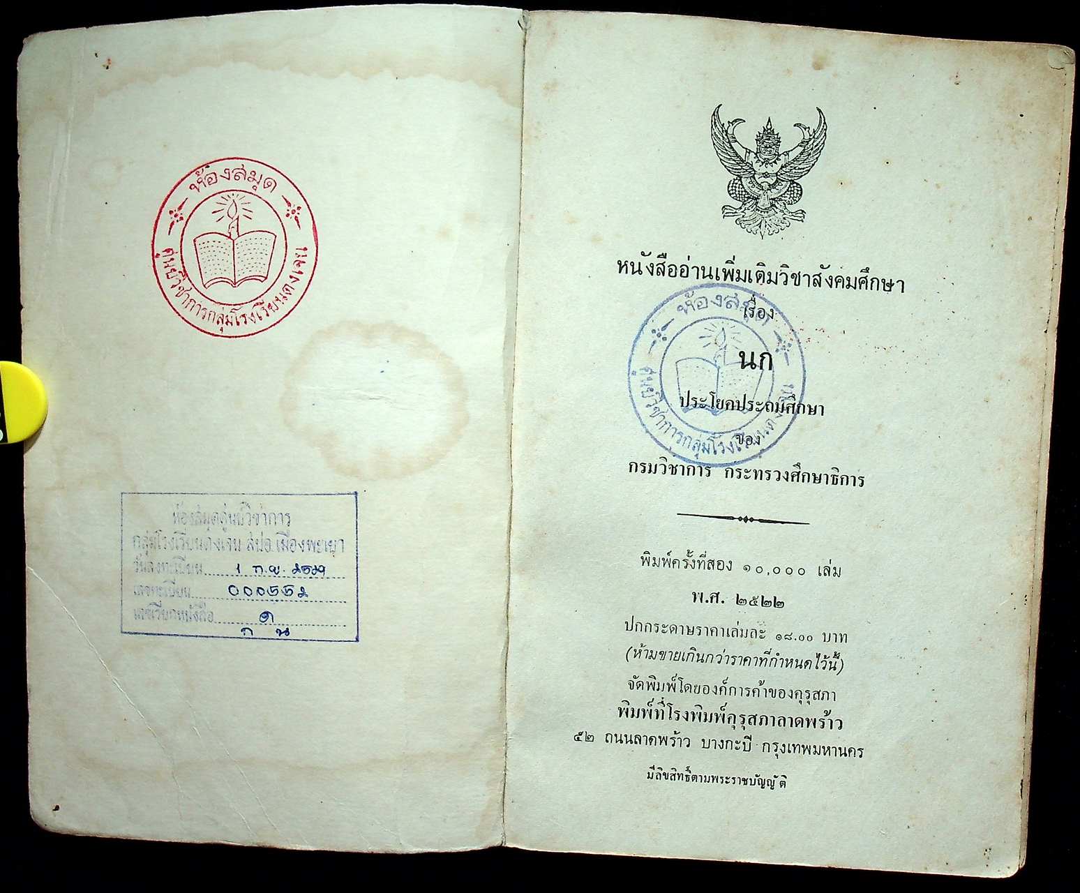 หนังสืออ่านเพิ่มเติมวิชาสังคมศึกษา เรื่อง นก ประโยคประถมศึกษา