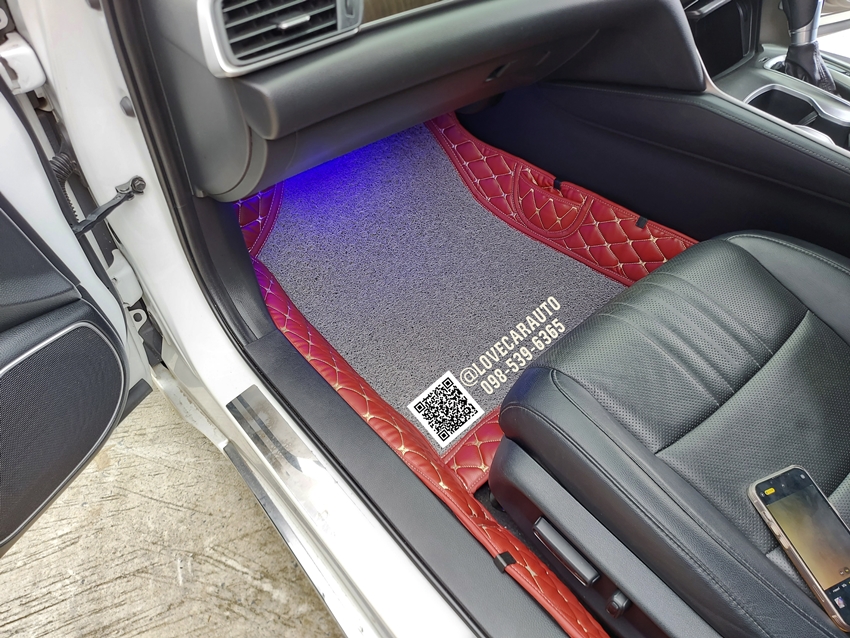 พรมปูพื้นรถยนต์ 8D Honda Accord G10 2022 สีดำล้วน + ไวนิลเทา