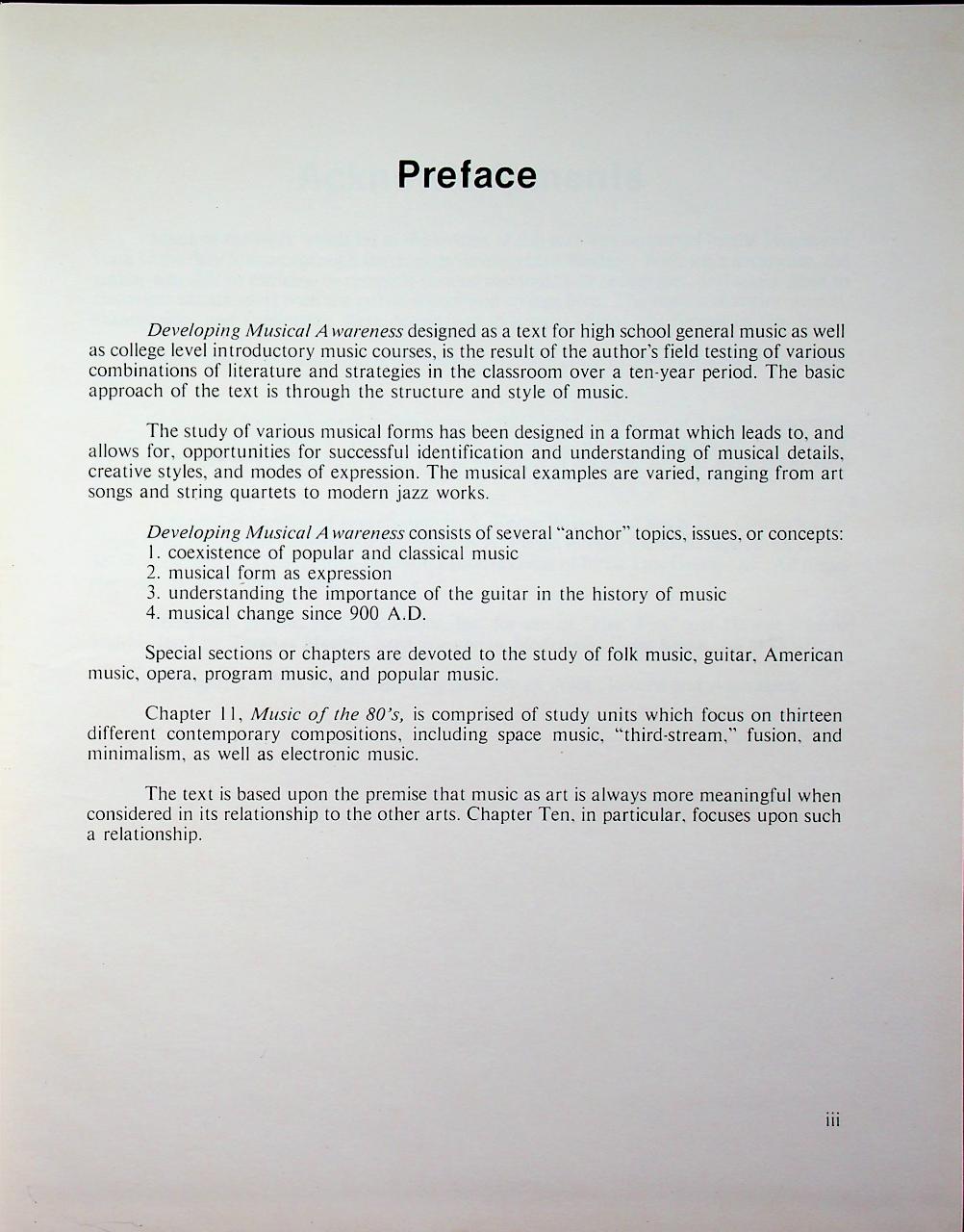 DEVELOPING MUSICAL AWARENESS A Guide to Meaningful Listening