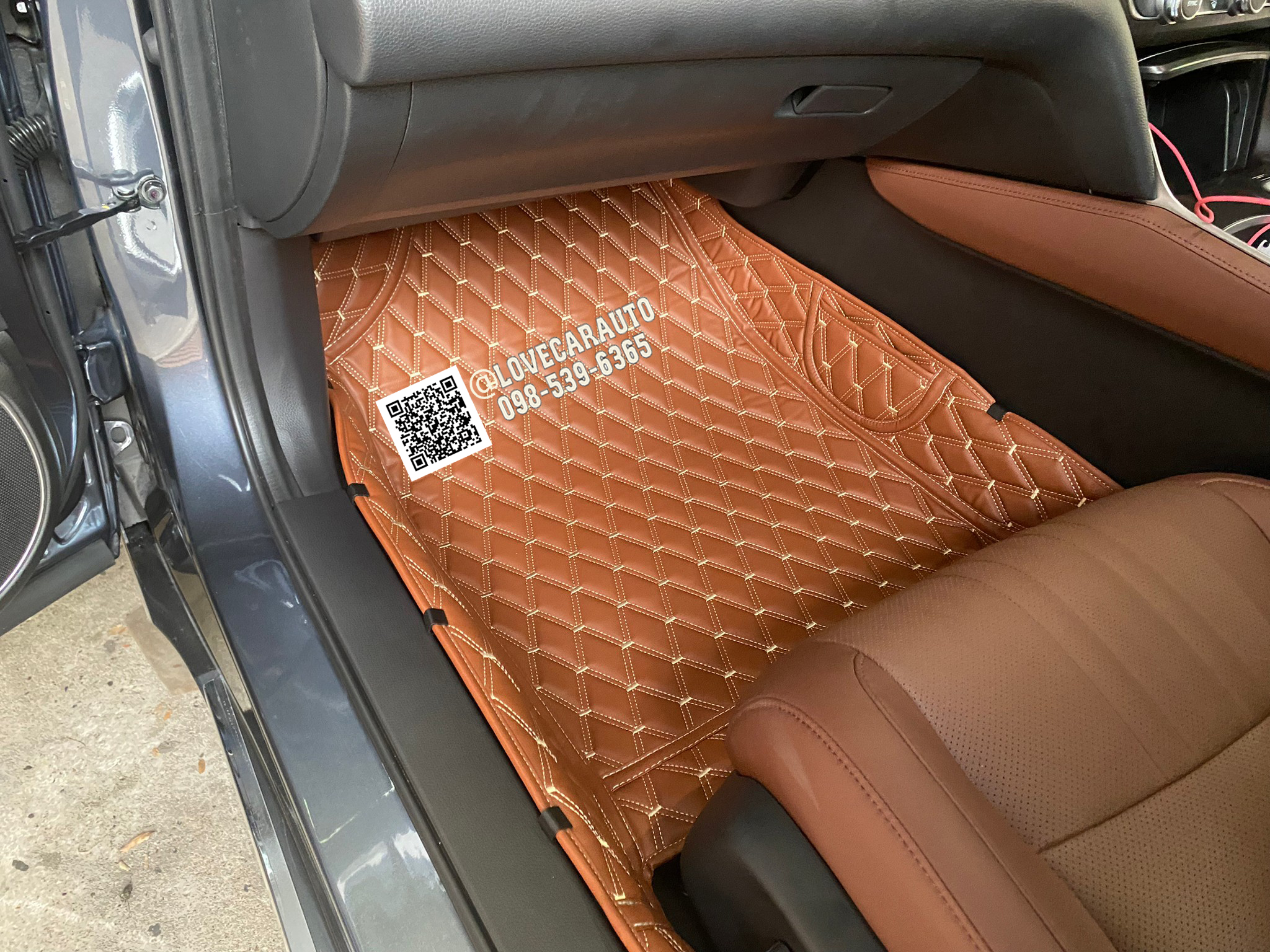 พรมปูพื้นรถยนต์ Honda Accord G10 2023 ด้ายคู่ สีน้ำตาลเข้ม