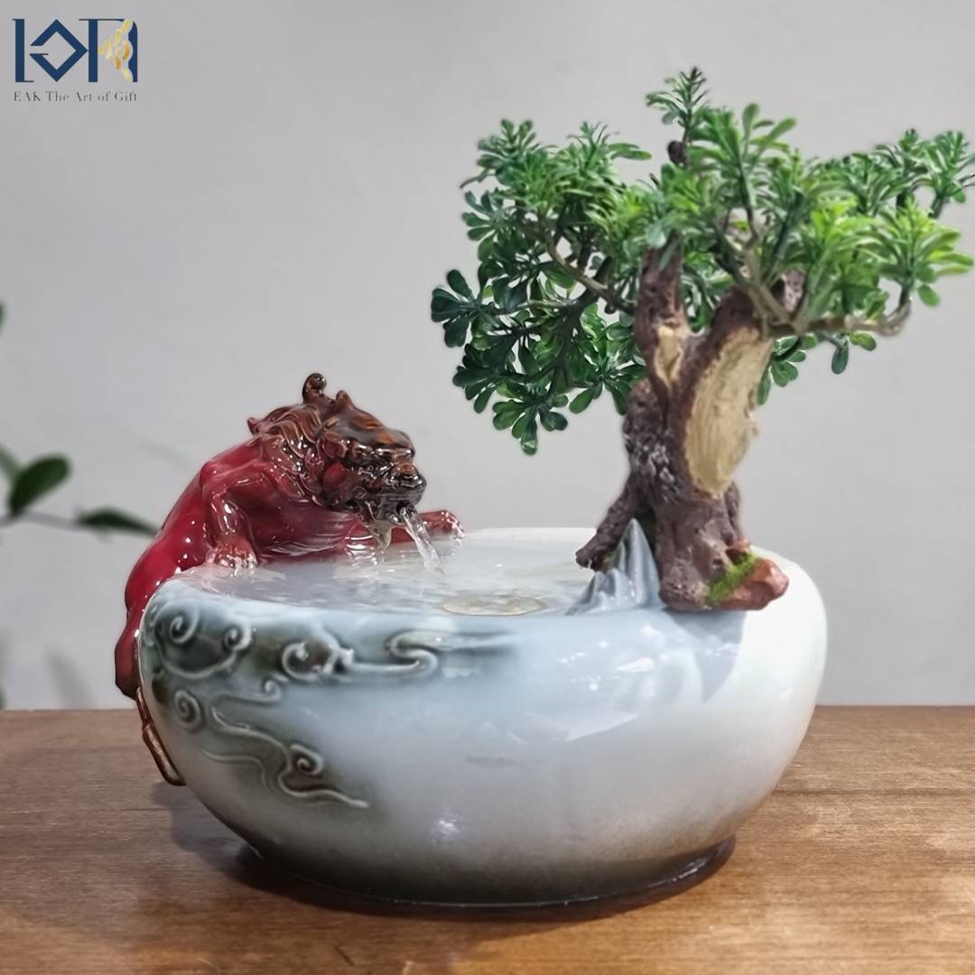 น้ำพุตั้งโต๊ะ รุ่นปี่เซียะกินน้ำรหัสสินค้า10493 ตกแต่งบ้านเสริมฮวงจุ้ย น้ำตกน้ำล้นของขวัญมงคล