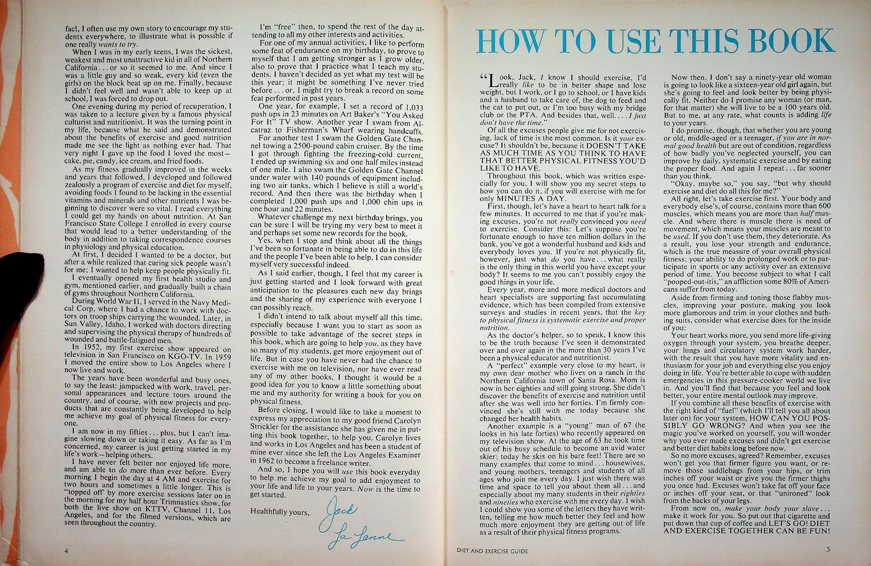Jack La Lanne's SLIM and TRIM DIET and EXERCISE GUIDE