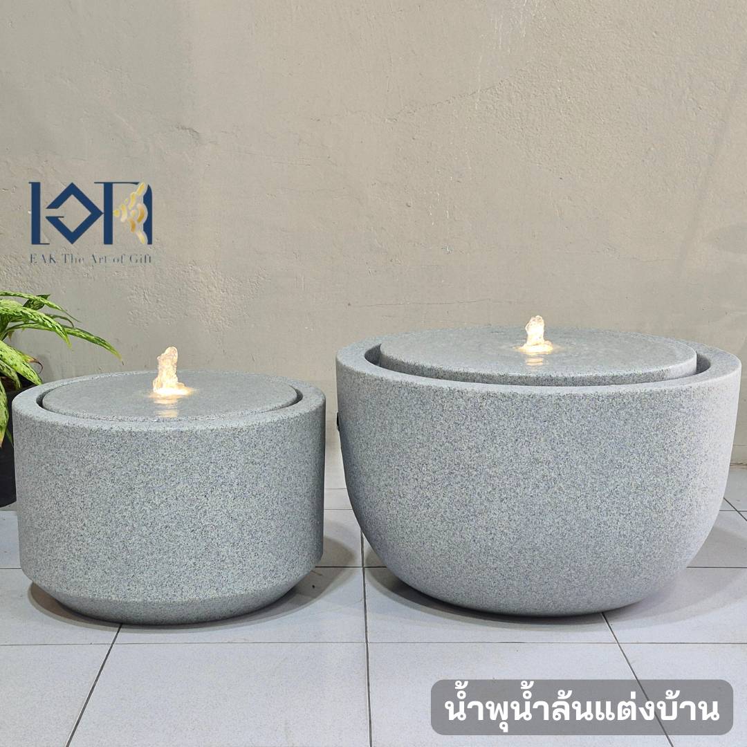 น้ำพุน้ำล้นแต่งบ้าน รุ่นGranniliteทรงกลม2ขนาด อ่างน้ำพุวางหน้าบ้านเสริมฮวงจุ้ย น้ำตกจำลองตั้งหน้าบริษัทร้านค้า