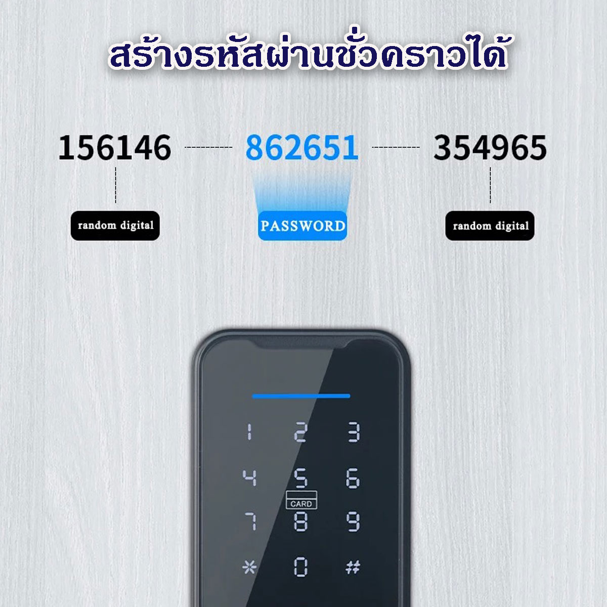 Smart Digital Door lock กลอนประตูดิจิตอล สแกนลายนิ้วมือ/รหัสผ่าน/IC card/กุญแจ เชื่อมต่อ Bluetooth ควบคุมได้ผ่าน App