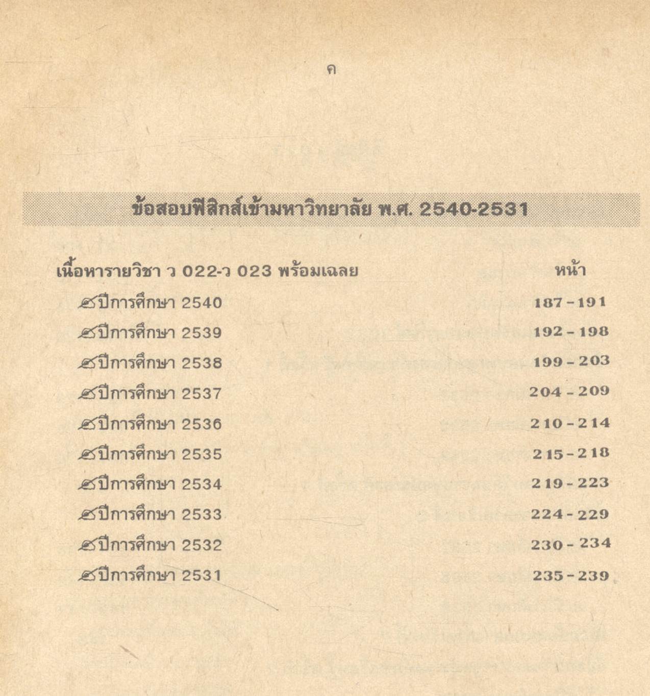 แบบทดสอบวิชาฟิสิกส์ ชั้น ม.5 ว 022 - ว 023 โรงเรียนเตรียมอุดมศึกษา