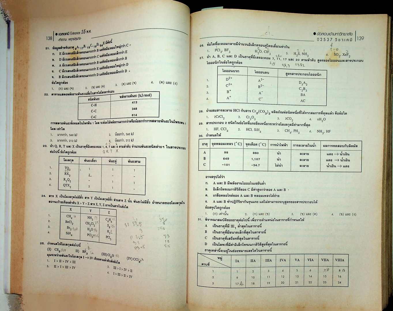 เฉลยข้อสอบ Entrance เคมี 15 พ.ศ.