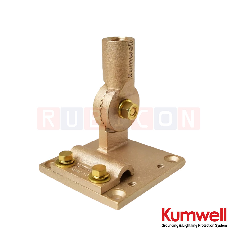 KUMWELL LDAS 34T ฐานหัวล่อฟ้าชุบดีบุกปรับมุม (Adjustable Saddle for Cable) Thread Size 3/4", Cable Size 50-70 mm2 , Tinned Copper Alloy