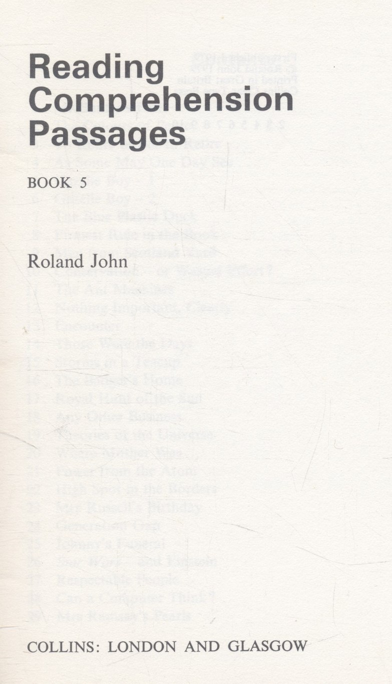 READING COMPREHENSION PASSAGES BOOK 5