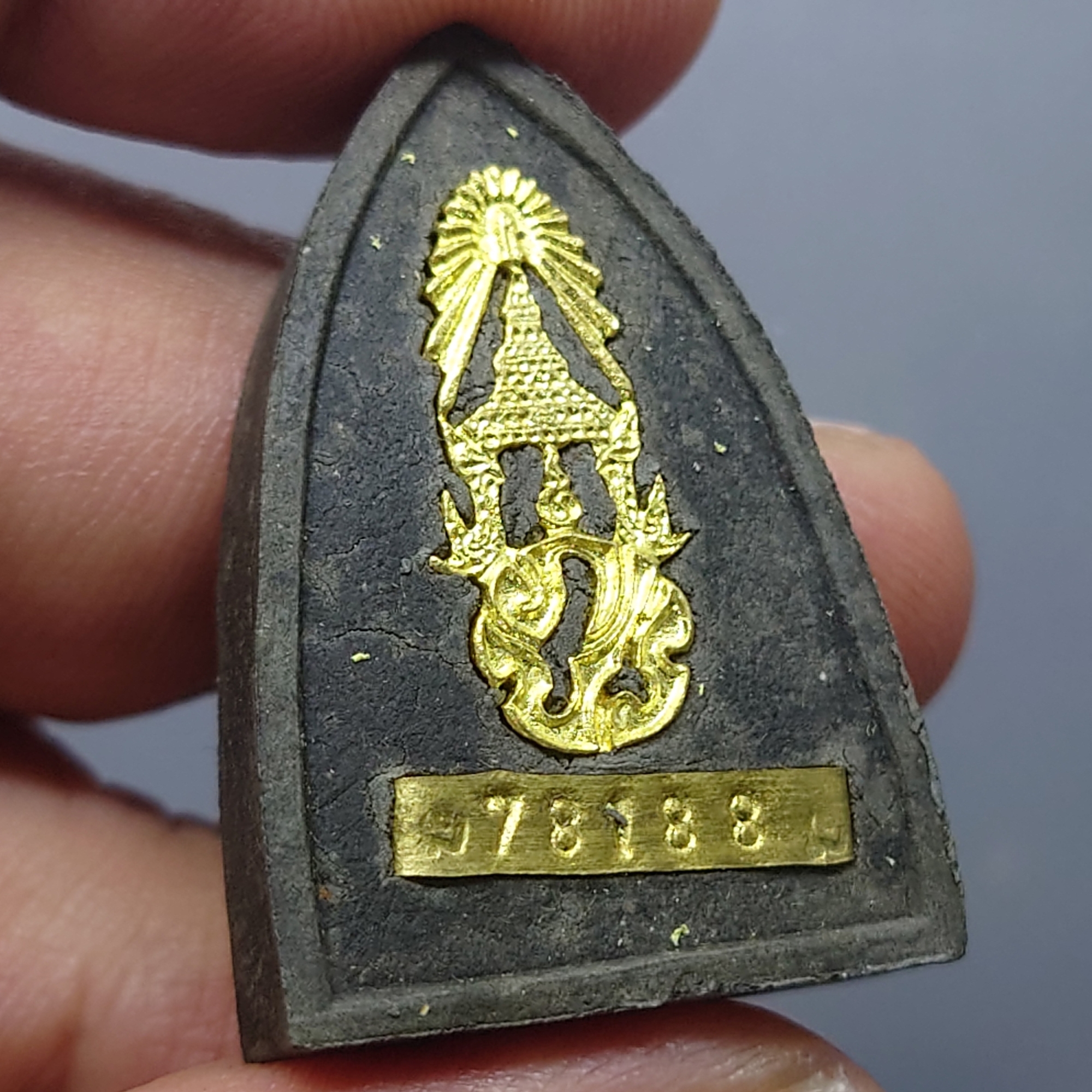 หลวงปู่ทวด ภ.ป.ร. เนื้อว่าน ทรงกลีบบัว (พิมพ์เตารีด) พิธีพุทธาภิเษก ณ พระอุโบสถ วัดพระศรีรัตนศาสดาราม พ.ศ.2547 พร้อมกล่องเดิม