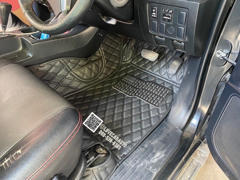 พรมปูพื้นรถยนต์6D Toyota Vigo Cab พรมVVIPด้ายคู่ สีดำด้ายดำ