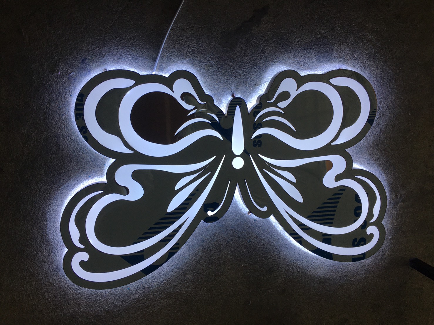 ป้ายสแตนเลสไฟออกหลัง งานผีเสื้อ THE YOUNG Skin&Plastic surgery center